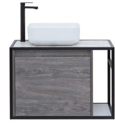 Тумба с раковиной AQUANET Nova Lite Loft 75 L серый, дуб рошелье