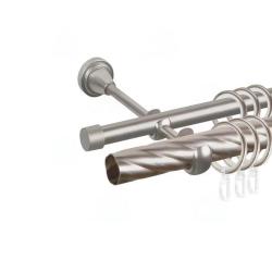 (АКЦИЯ) Карниз 2-й d25/16 витой Цв.Сатин 3,0м  кольцо бесш./АС МАРТ/