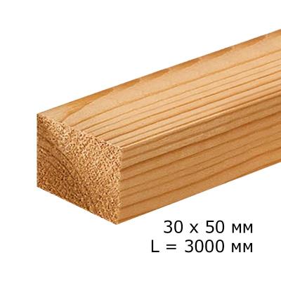 Брус сухой строганный 30*50*3000 мм Брус сухой строганный 30*50*3000 мм