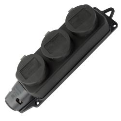 Розетка TDM 3 гнезда с крышками черный