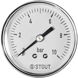 Манометр аксиальный STOUT 50 мм 0-10 бар 1/4" 