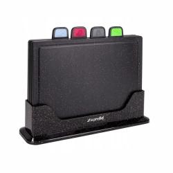 Набор досок разделочных 4шт на подставке пластик чер./5225/