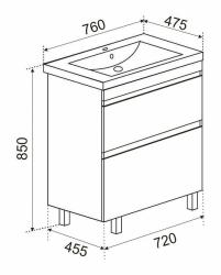 Тумба с раковиной EMMY Джерси 75 