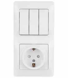 Блок розетка и выключатель SYSTEME ELECTRIC Glossa белый GSL000178