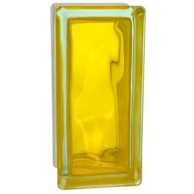 Стеклоблок половинка GLASS BLOCK Желтый окрашенный внутри