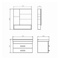 Зеркальный шкаф COMFORTY Никосия дуб темный 70*80 см