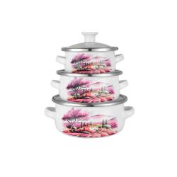 Набор посуды 6пр, эмаль (0,5л+0,7л+1,1л) /KL-4132/Kelli/