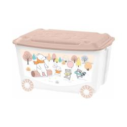 Ящик д/игрушек Воздушные шары на колесах 45л, белый /Бытпласт/