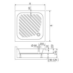 Поддон акриловый RGW B/CL-S 90*90 см