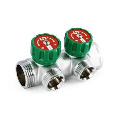 Коллектор латунный UNI-FITT с регулировочными вентилями 2 выхода 1*3/4" ЕК НР