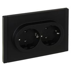 Розетка сетевая IEK Forte&Piano с заземлением двойная черный FP-R21-16-1-K02