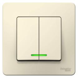 Выключатель SYSTEME ELECTRIC Blanca 2 клавиши с подсветкой молочный BLNVS010512