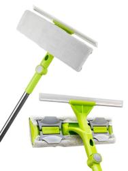 Окномойка 2в1 телескоп ручка, насадка микрофиб 2шт, 30см съем сгон