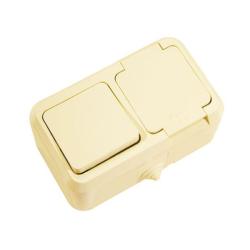 Блок розетка и выключатель MAKEL кремовый 18250