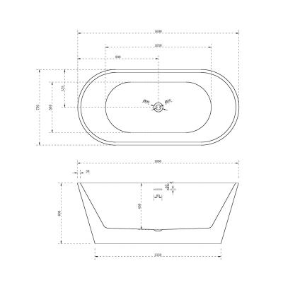 Ванна акриловая ABBER 160*75 см AB9320-1,6