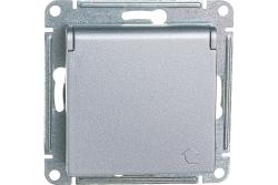 Механизм розетки сетевой SYSTEME ELECTRIC Atlas design с заземлением с защитными шторками алюминий ATN000346