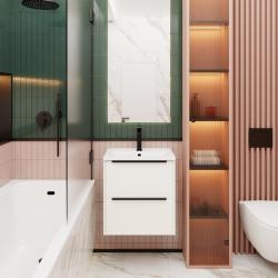 Тумба с раковиной LA FENICE Tesoro 60 платиновый белый