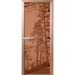 Дверь для бани DOORWOOD Рассвет Бронза матовая правое 2100*700 мм