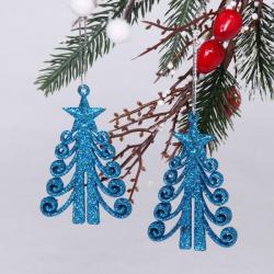 Набор елочных украшений СЕРПАНТИН Елочка кудрявая голубой 7 см