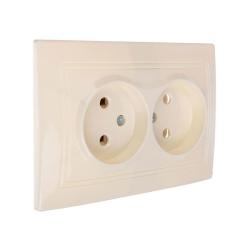 Розетка сетевая TDM Таймыр двойная с защитными шторками слоновая кость