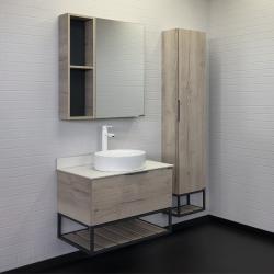 Зеркальный шкаф COMFORTY Порто 75 дуб дымчатый 71,5*80 см 