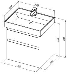 Тумба с раковиной AQUANET Nova Lite 60 2 ящика белый глянец