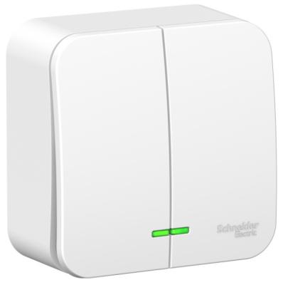 Выключатель SYSTEME ELECTRIC Blanca 2 клавиши с подсветкой белый BLNVA105111