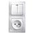 Блок розетка и выключатель SYSTEME ELECTRIC Glossa белый GSL000173