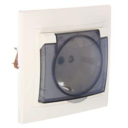 Розетка сетевая TDM Таймыр с крышкой слоновая кость