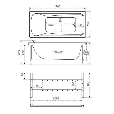 Ванна акриловая TRITON Эмма 170*70 см