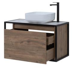 Тумба с раковиной AQUANET Nova Lite Loft 90 R серый, дуб рустикальный