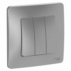 Выключатель SYSTEME ELECTRIC Blanca 3 клавиши алюминий BLNVS100503