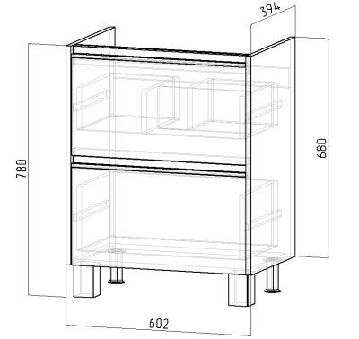 Тумба с раковиной EMMY Вега 60