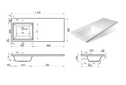 Тумба с раковиной STYLE LINE Даллас Plus 110 L Estetus