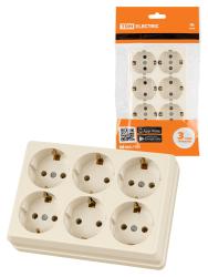 Розетка TDM Ладога 6 гнезд с заземлением слоновая кость SQ1801-0246