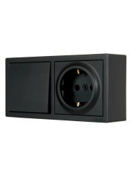 Блок розетка и переключатель LEZARD Leto черный бархат 752-4200-170BVP