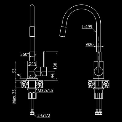 Смеситель для кухни ELGHANSA 56F4016-Steel