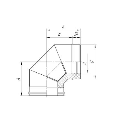 Колено ДЫМОК AISI 439 90° 0,8 мм 150 мм