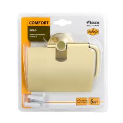 Держатель туалетной бумаги FIXSEN Comfort Gold с крышкой 