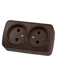 Розетка сетевая НАРОДНАЯ ПРОДУКЦИЯ Дача двойная венге