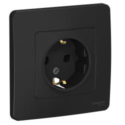 Розетка SYSTEME ELECTRIC Blanca с заземлением антрацит BLNRS001016