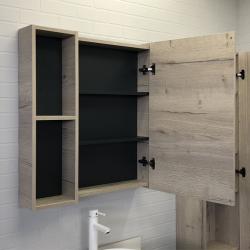 Зеркальный шкаф COMFORTY Порто 75 дуб дымчатый 71,5*80 см 