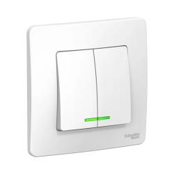Выключатель SYSTEME ELECTRIC Blanca 2 клавиши с подсветкой белый BLNVS010511