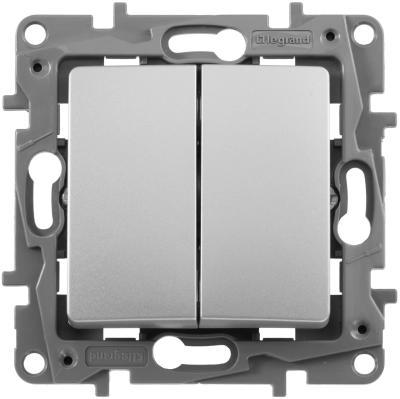 Механизм выключателя LEGRAND Etika 2 клавиши алюминий 67402