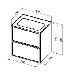 Тумба с раковиной AQUANET Арт 60 ясень графит