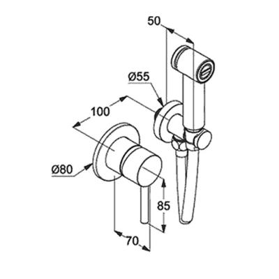 Гигиенический комплект KLUDI Bozz встраиваемый 389983976