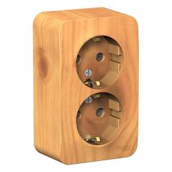 Розетка SYSTEME ELECTRIC Blanca двойная с заземлением ясень BLNRA010215