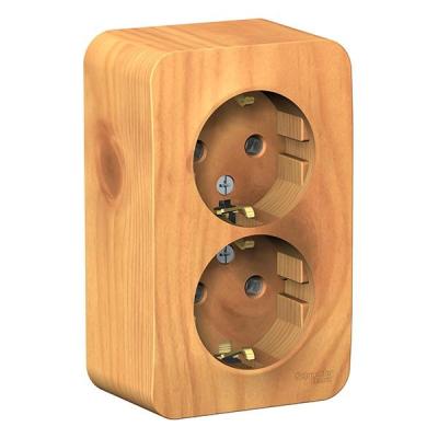 Розетка SYSTEME ELECTRIC Blanca двойная с заземлением ясень BLNRA010215