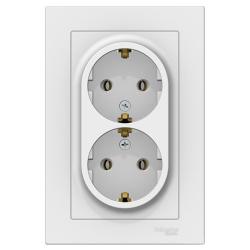 Розетка сетевая SYSTEME ELECTRIC Atlas design двойная с заземлением белый ATN000124