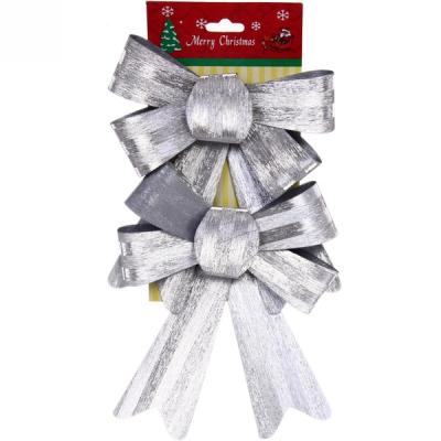 Елочное украшение СЕРПАНТИН Бант Серебряный блеск 14 см
